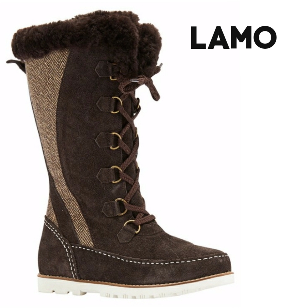 Lamo Wm Harper Premium Choc Brown Suede & Sheepskin Lined Tall Winter Boots 6-7 - Picture 16 of 16